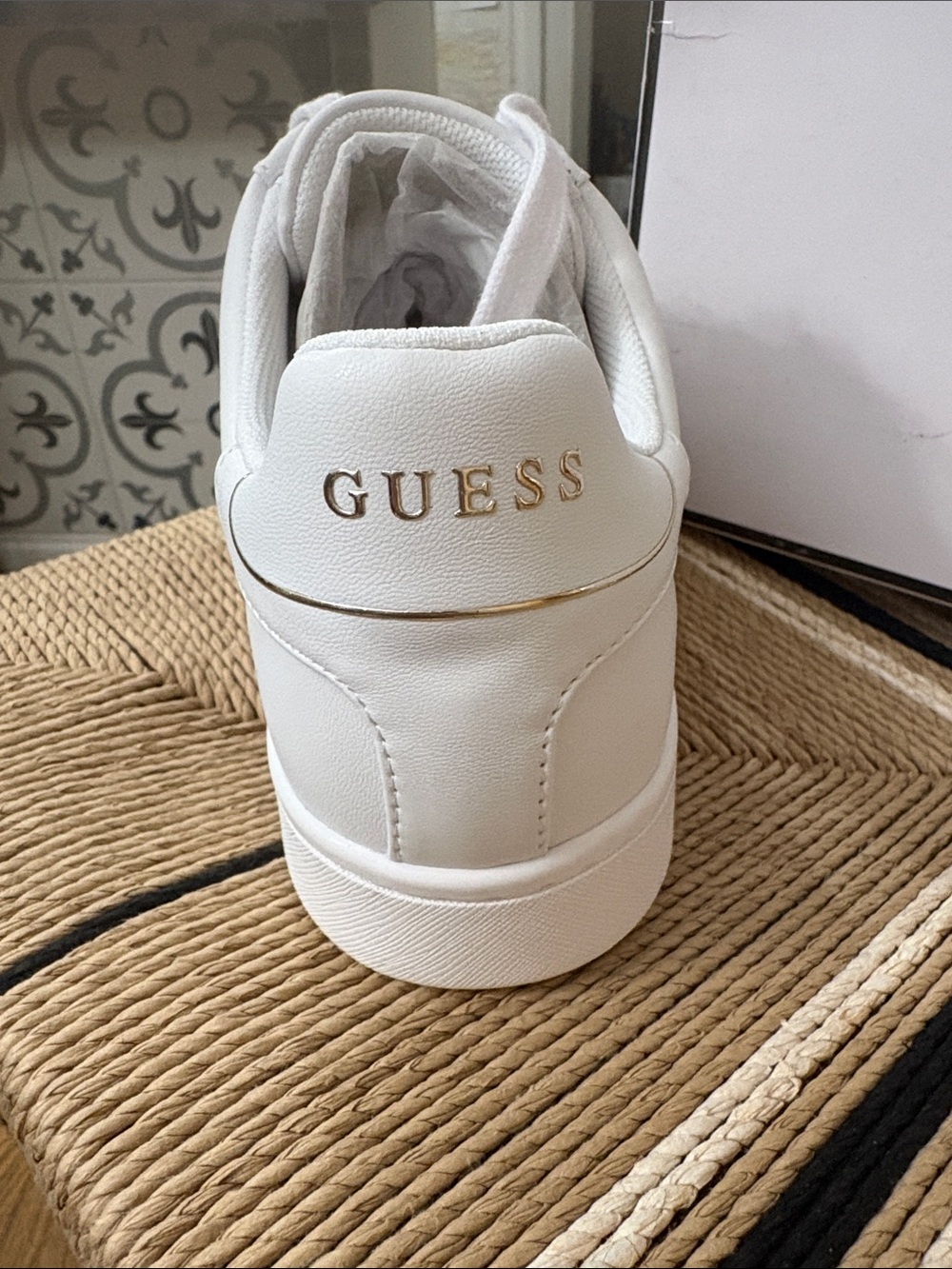Guess White and Beige Suede Low-Top Sneakers - Picture 5 of 5